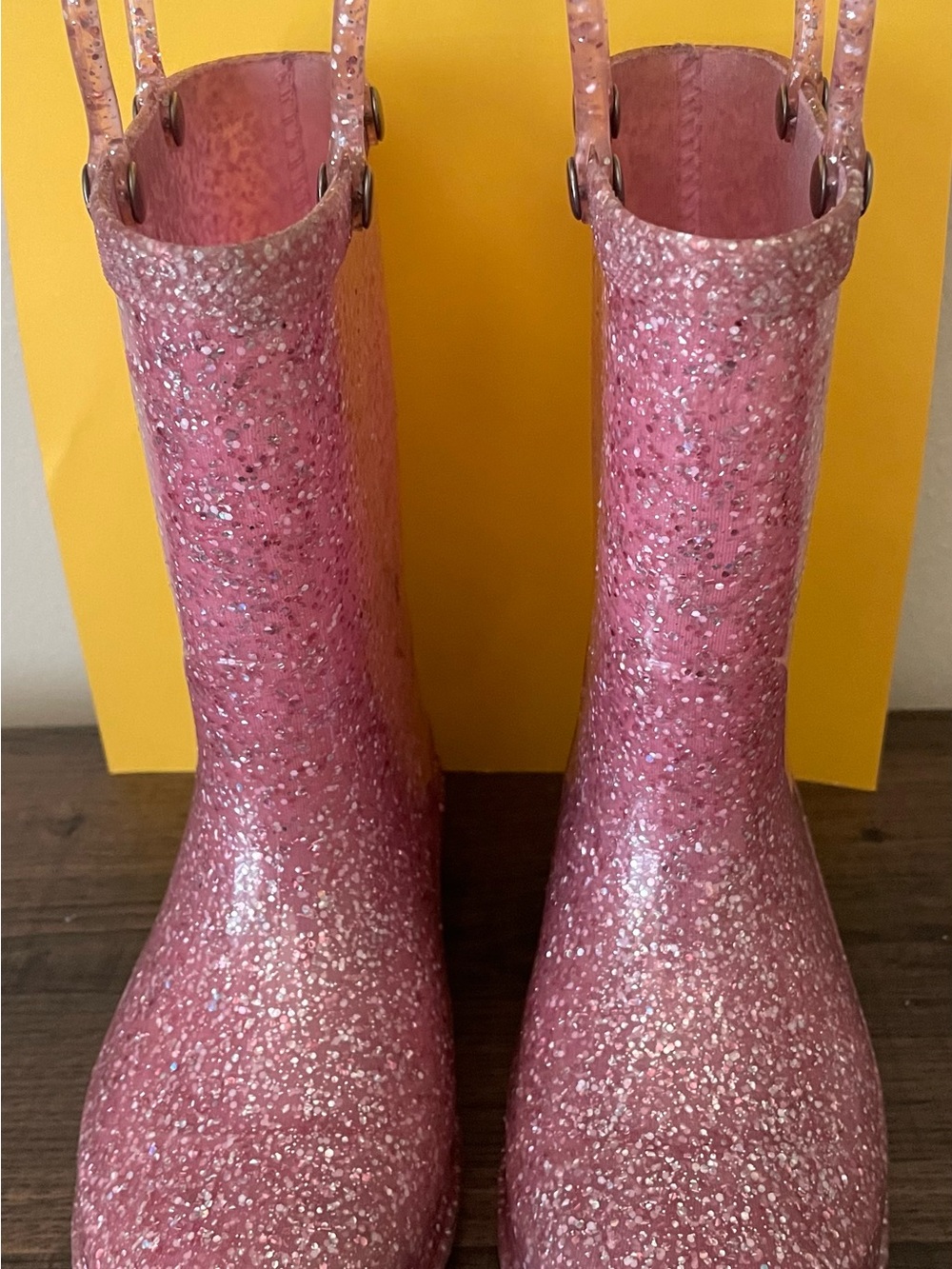 Western Chief Sparkle Pink Glitter Light Up Rain Boots with Pull Handles